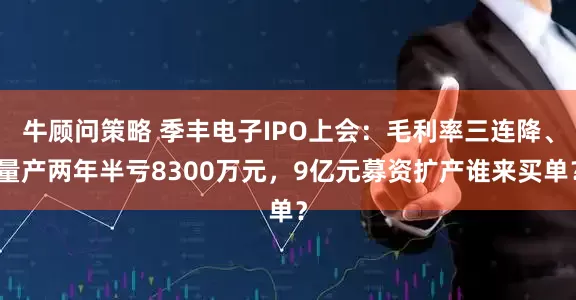 牛顾问策略 季丰电子IPO上会：毛利率三连降、量产两年半亏8300万元，9亿元募资扩产谁来买单？